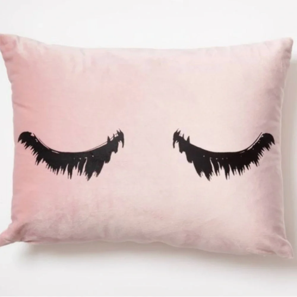 Dormify Lashes Pink Pillow NEW Soft velour Fun for Decorating or rest 12”X 16”